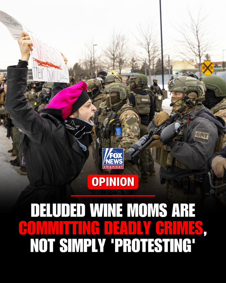 FoxNews's tweet image. STOP THE MADNESS: "What we are seeing across the country as organized gangs of wine moms use Antifa tactics to harass and impede ICE agents is not civil disobedience. It isn't even protest. It's just crime," writes David Marcus.