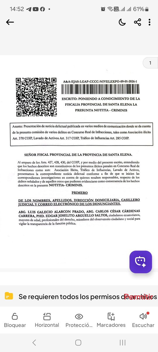 sugatito90's tweet photo. Ya existe una denuncia penal formal en Fiscalía contra Pancho Tamaríz por el negociadode testaferrismo en La Libertad. Será que moverá un dedo la @FiscaliaEcuador y la @UAFE_EC?

Habría que preguntarle a @aguschmer y a @CynthiaGelliber qué opinan o dejarán pasar por alto? https://t.co/2012KO6l7r