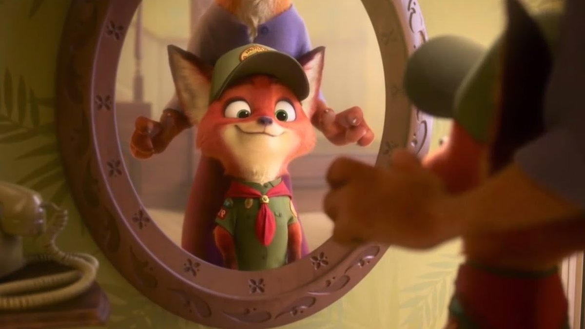 BasicFoxFurry's tweet image. The suit Judy got for Nick was probably the first outfit Nick had been given from someone else since his scout uniform... 🥹

And they both serve the purpose of more or less "blending in"