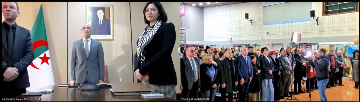 Algeria_MFA's tweet image. شارك اليوم كاتب الدولة لدى وزير الشؤون الخارجية المكلف بالجالية الوطنية بالخارج، السيد @SECCNE_Chaib ، عبر تقنية التواصل المرئي عن بعد، في الاحتفالية المخلدة لرأس السنة الأمازيغية الجديدة 2976 التي نظمتها قنصلية الجزائر بمونبولييه بالتنسيق مع الفواعل الجمعوية بمدينة ألاس.