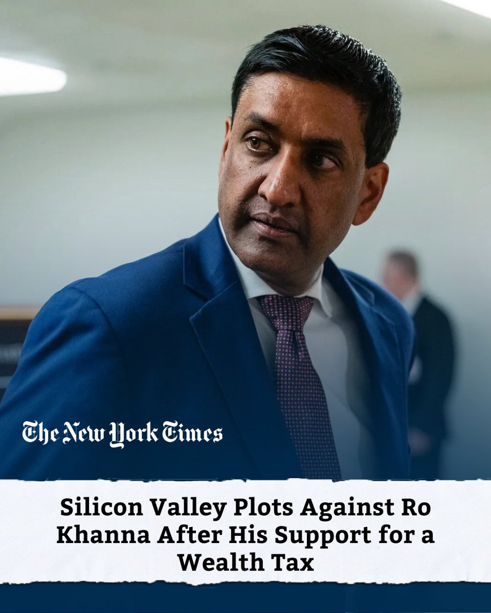 OurRevolution's tweet image. Silicon Valley oligarchs are coming for Ro Khanna.
He supports a wealth tax in CA to make billionaires pay their fair share and fund health care—and now tech elites are mobilizing to take him out.
