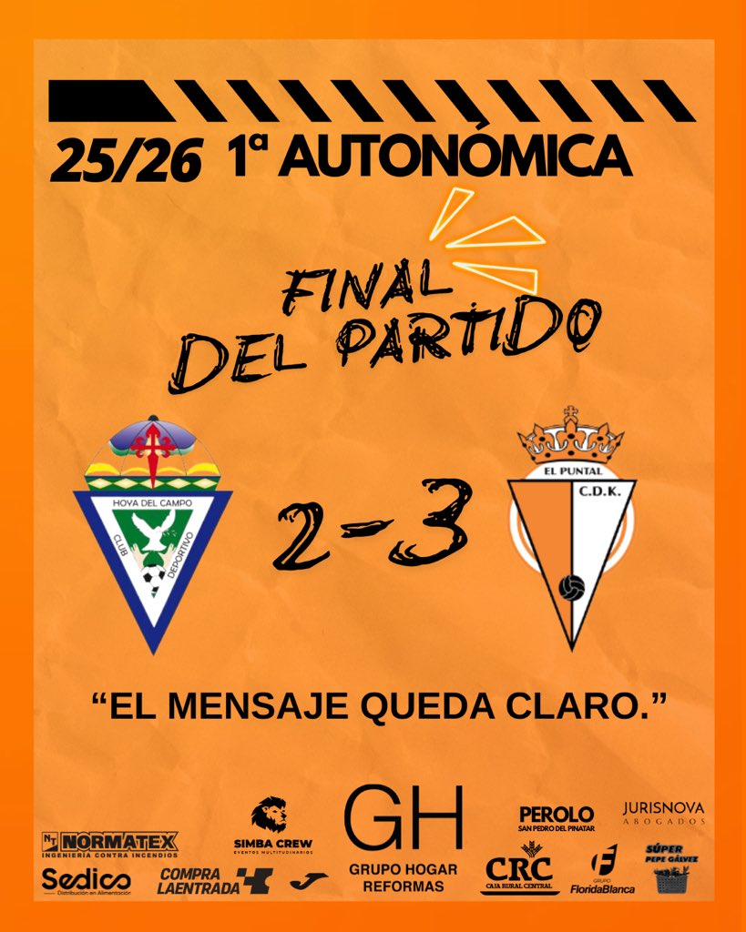 💥 Asaltamos la casa del líder.
Victoria de carácter y ambición.

+3 que nos consolidan en playoff.
Este equipo cree, compite y responde.
El mensaje queda claro. 🧡⚽

#PasiónPorElNaranja #CDKElPuntal #PrimeraAutonómica #PlayOff
