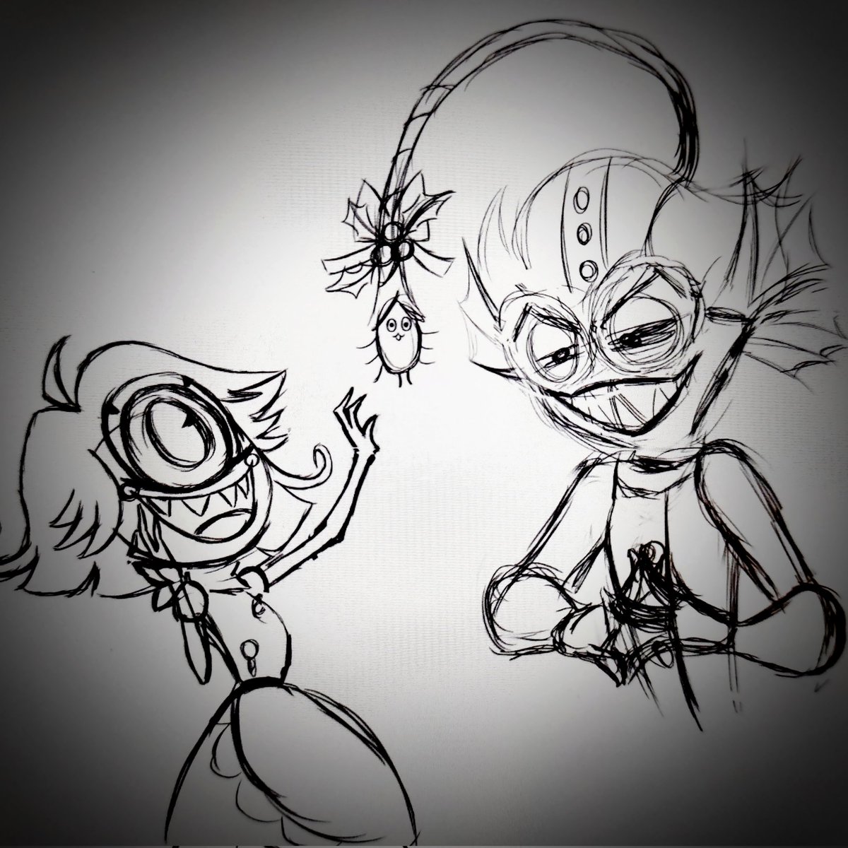 Fulanyan's tweet photo. I had these idea for some valentines drawings of my favorite couples😊
It's kinda weird how sometimes it feels easy to draw the characters and other times I'm completely lost with their faces and nothing wants to look right🥺

#hazbinhotel #sirpentious #cherribomb #niffty #baxter https://t.co/fiTgYbYiMu