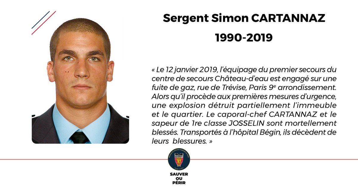 ⚫ [#Hommage] La Brigade n’oublie pas.
Il y a 7 ans, le sergent CARTANNAZ et le caporal JOSSELIN trouvaient la mort en intervention lors d’une explosion de gaz au 6 rue de Trévise à Paris.  Depuis, tous les lundis matin, leurs noms sont cités lors de l’appel des morts au feu.