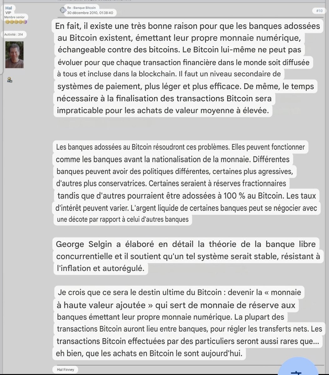 Hal Finney à eu LA vision en 2010 : Bitcoin sera la monnaie de réserve des  institutions. Capital B incarne cette Vision : BTC accumulé, augmentation  du Sat/Action La seule chose meilleure