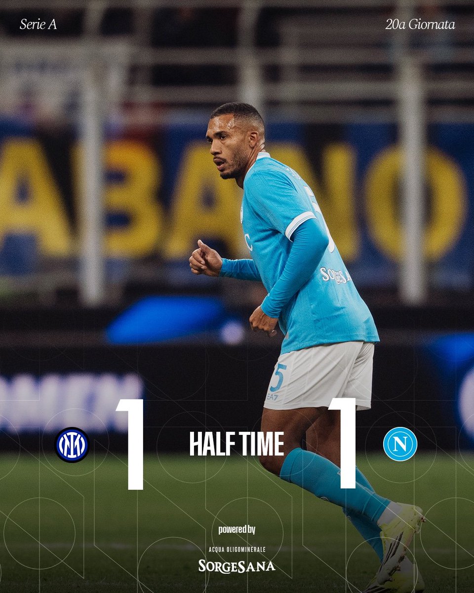 Image for the Tweet beginning: ⏸️ Fine primo tempo

#InterNapoli 1-1
