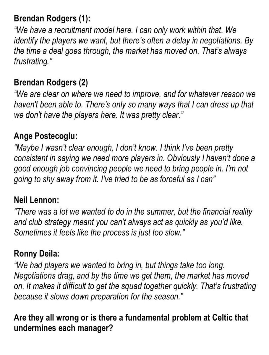 <a href="/JosephT1888/">Joe</a> Our Board have history on not supporting managers going way back, recent managers <a href="/CelticFC/">Celtic Football Club</a>....