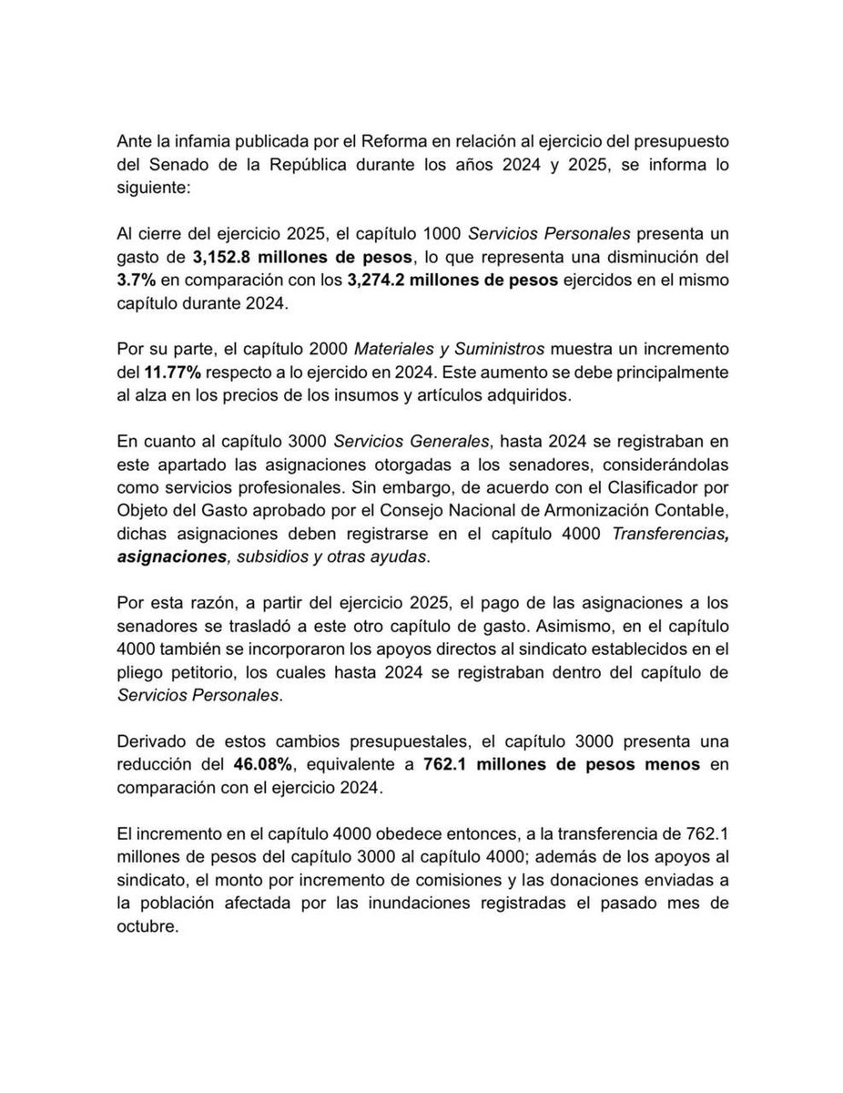 En su afán de ser el brazo propagandístico de la derecha mexicana, el Diario Reforma miente una vez más. 

Comparto nota donde se detalla la reclasificación de gasto del Presupuesto 2025.

Espero que rectifiquen y se dejen de  politiquería barata.