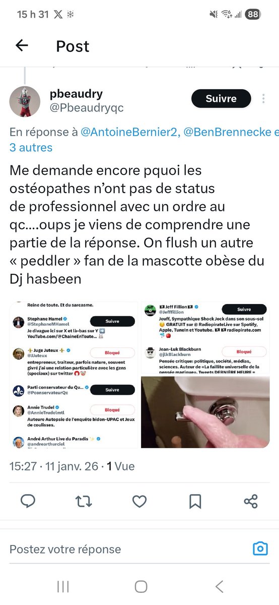 Évidemment, c'est juste de ma faute s'il n'y a pas d'ordre professionnel en ostéopathie 🤦🤦🤦 Il y a tellement de cinglés sur X