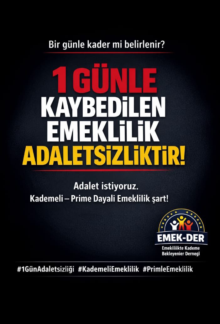 <a href="/aylinyaman_/">Dr. Aylin Yaman</a> Prime dayalı kademeli emeklilik, bir ayrıcalık değil; ödenmiş primlerin karşılığıdır.

Mağduriyetlerin çözümü için desteğiniz önemli.

<a href="/mvhasanozturk/">Hasan ÖZTÜRK</a> 
 <a href="/harunyildizli1/">Harun Özgür Yıldızlı</a> 
<a href="/ulasskarasu/">Ulaş Karasu</a> <a href="/EmekDerResmi/">EMEK-DER</a> 
<a href="/gamzetascier/">Gamze Şengel TAŞCIER</a> <a href="/SibelSuicmez/">Av. Sibel Suiçmez</a> 

#PrimeDayalıEmeklilik
#EmekDER