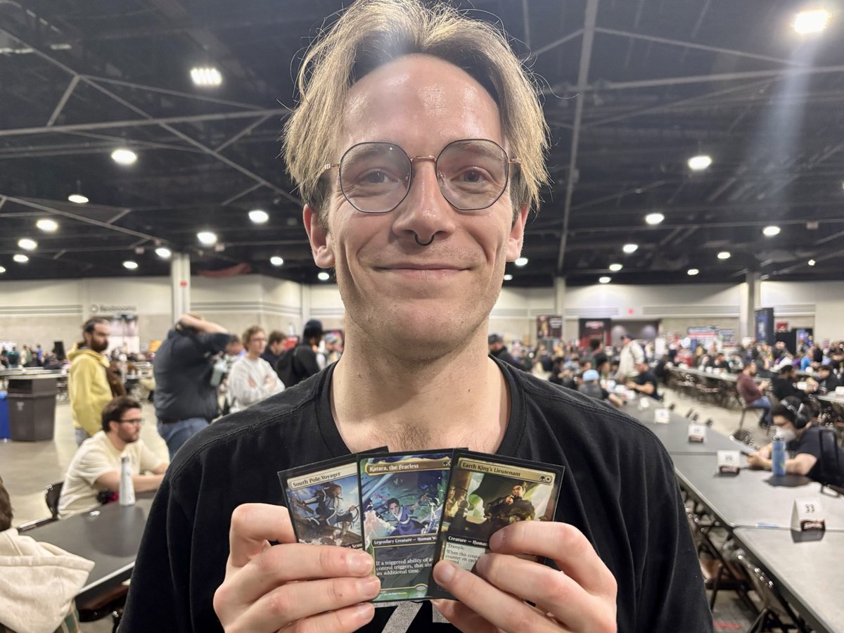 PlayMTG's tweet photo. Nicholas Tibbitts went 10-5 at Magic Spotlight: The Avatar, playing Four-Color Allies!

"I saw the decklist and it reminded me a lot of Modern Humans," he said. "It's very resilient in the long games, but it can also come out the door fast and just run people over." https://t.co/MIx7uZly81