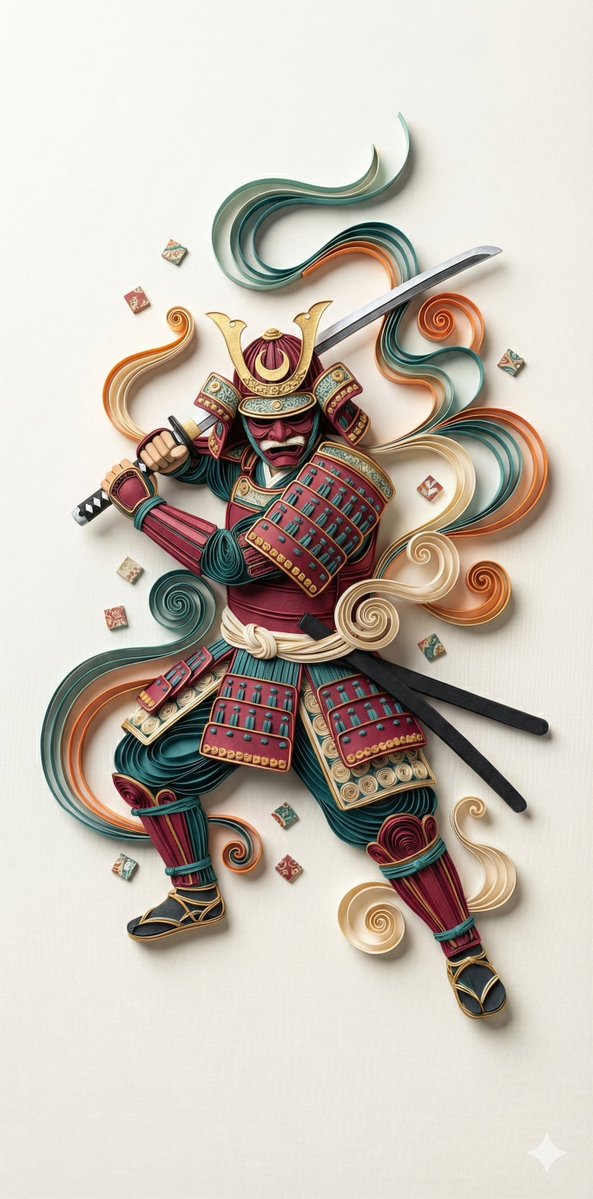 Paper-quilling samurai