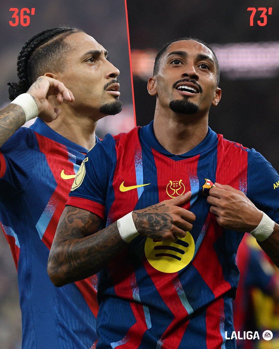 LaLiga's tweet image. 𝗜𝗡𝗙𝗔𝗟𝗜𝗕𝗟𝗘 Raphinha. 🎯²