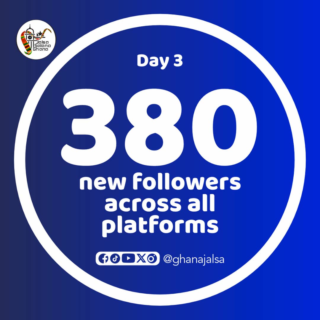 #Day3 of <a href="/GhanaJalsa/">Jalsa Salana Ghana</a> 2026 saw an inspiring surge of 380 new followers across all platforms. Jazakallah khairan to all #subscribers.

#JalsaSalana
#GhanaJalsa
#JalsaConnect
#Ahmadiyya
#Alislam
<a href="/AhmadiyyaGhana/">Ahmadiyya Ghana 🇬🇭</a> 

Visit us @ jalsaghana.org for more