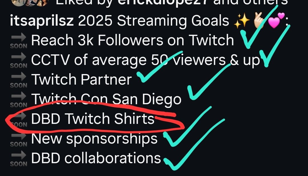 I had did allllll my goals i had set! 
Reach 3k Followers on Twitch! 
CCTV stays strong all year until of course I took a mini hiatus but if I really wanted it we would back up at 50. We will, belive that! We got Twitch Partner, Dbd swf/2v8 collabs, thanks for those that took the