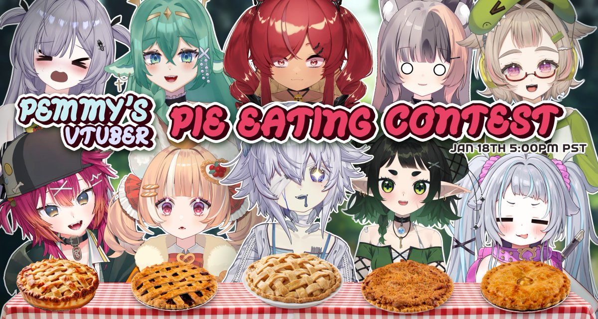 pemmy_ch's tweet image. [Announcement] 🥧
Guessss what! I'm hosting a PIE EATING competition!!!

Join me and 9 other Vtubers for a handcam collab as we gorge ourselves with pie for your entertainment 🫵
Event Date: January 18th 5pm PST