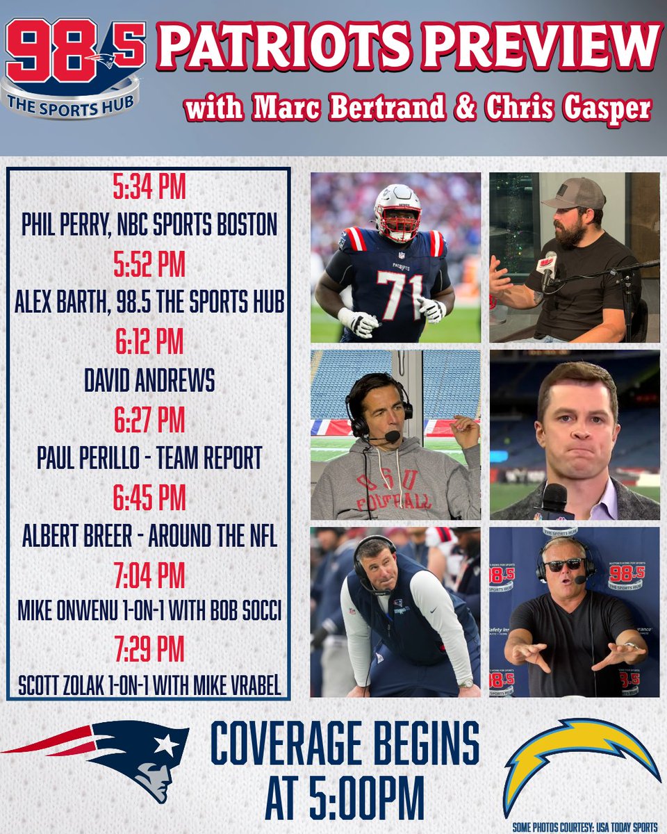 985TheSportsHub's tweet image. Patriots Preview with Marc Bertrand and @cgasper begins at 5pm

@PhilAPerry @RealAlexBarth @dandrews61 @pfwpaul @AlbertBreer @BobSocci