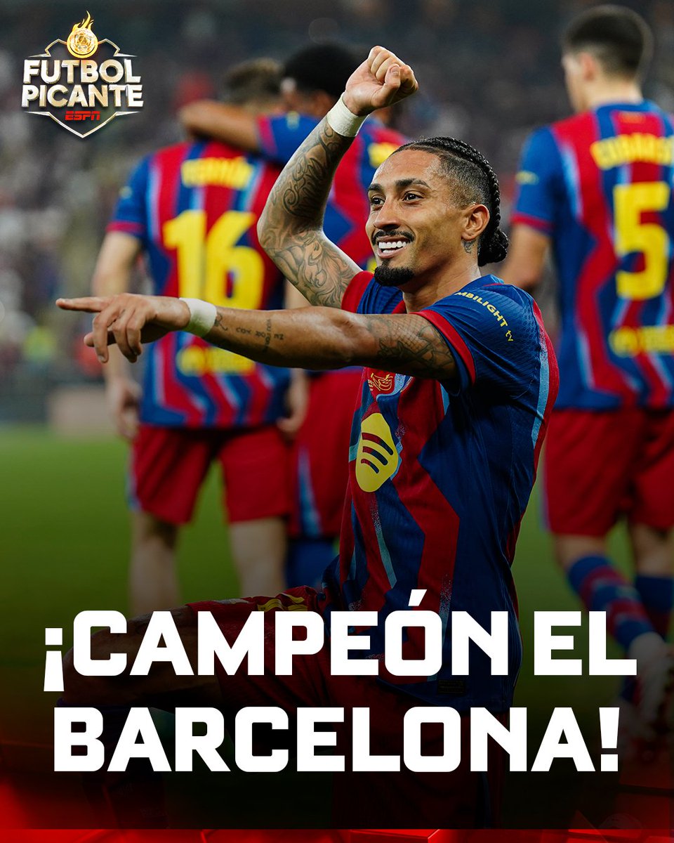 ¡EL BARCELONA SE QUEDA CON EL PRIMER TÍTULO DEL AÑO! 🏆 🔥

CAMPEONES DE LA SUPERCOPA DE ESPAÑA TRAS VENCER 3-2 AL REAL MADRID 🇪🇦 🔝

DOBLETE DE RAPHINHA PARA COMANDAR LA VICTORIA  💪 😎
