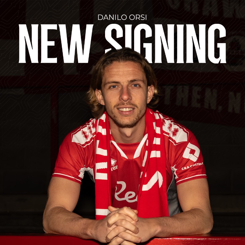 crawleytown's tweet photo. 📰 WEMBLEY HERO DANILO ORSI COMES HOME

Crawley Town Football Club is delighted to announce the signing of striker Danilo Orsi on a permanent transfer from League One side AFC Wimbledon.

#TownTeamTogether🔴