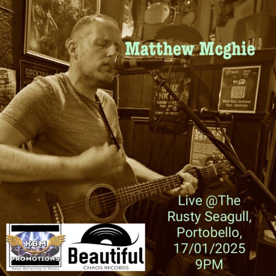 Happy New Year folks &amp; best wishes for 2026! 🎉
I’m back live at The Rusty Seagull, Portobello Saturday from 9PM — my 1st gig of the year 🎶

Also buzzing to say I’ve got a 10-track album finished &amp; coming soon. Big love to Beautiful Chaos Records &amp; Werra Foxma Studio 🎸

M M 🎸x