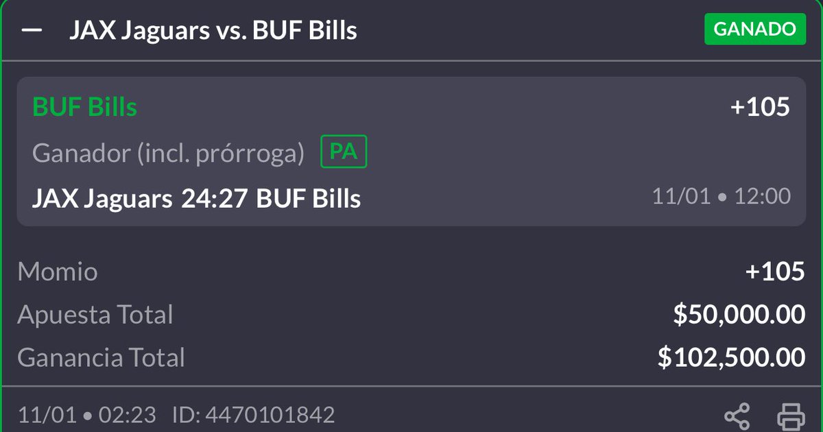 250 RTs 🔄 en 3 mnts y subo el paso 2 del reto Domingo #NFL 🍿

Paso 1️⃣ Bills +105 ✅

Hemos estado ganando todo alv, ya me enrrache como me conocen todos 😎

Activen Notis 🔔 este reto lo ganaremos! Yo lo inicie con $50,000 💸