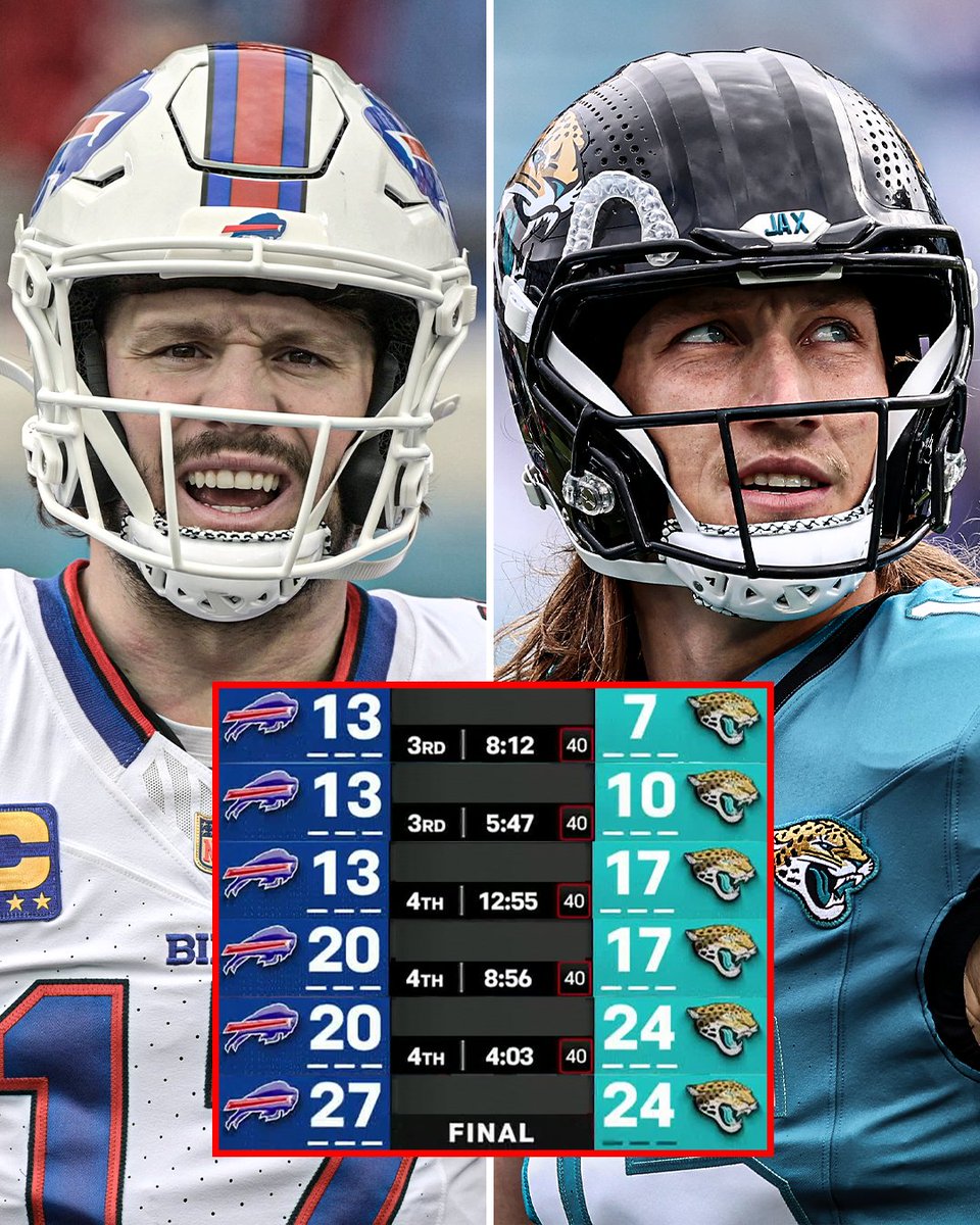 SportsCenter's tweet image. BILLS BEAT JAGS IN A THRILLER 🤯

BUFFALO PICKS OFF TREVOR LAWRENCE TO SEAL IT ‼️