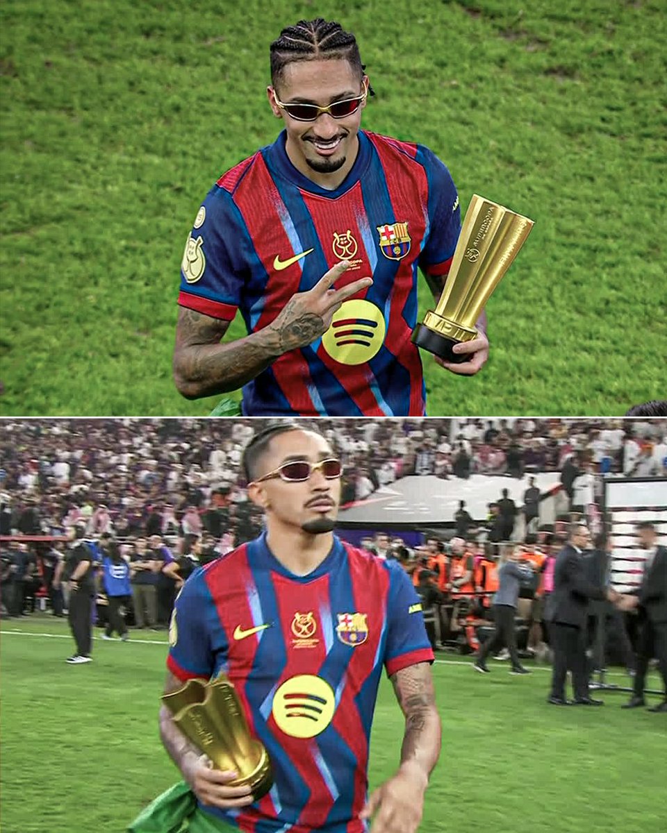 ESPNFC's tweet image. Raphinha was awarded MVP of the Supercopa and brought out the shades 🔥😎