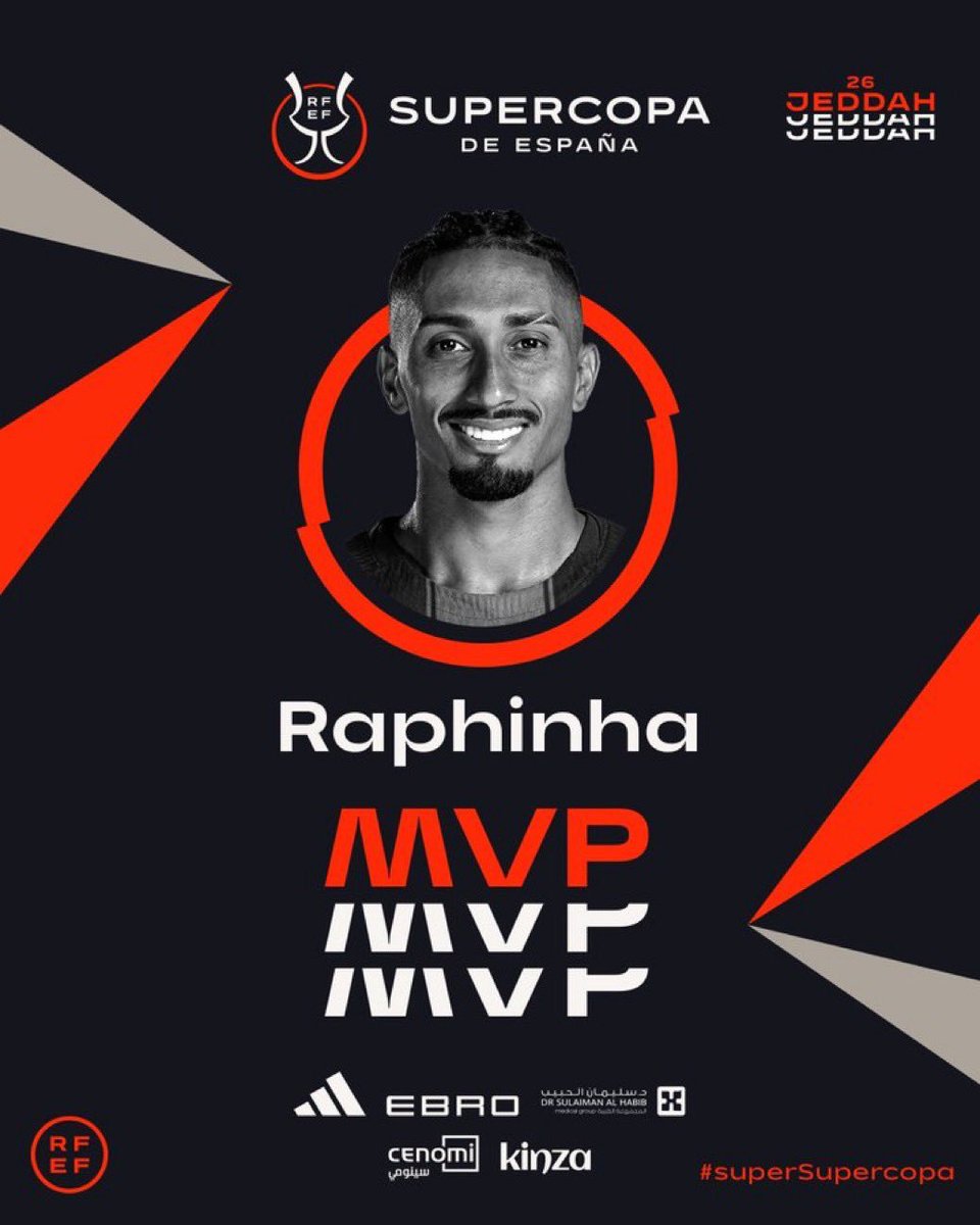 idextratime's tweet photo. ✅ RESMI : Raphinha terpilih sebagai pemain terbaik di laga final tadi. 🌟 https://t.co/oZjKfb0NYb
