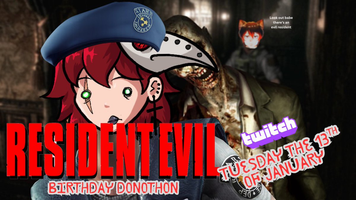 On Jan 13th at 1:15 pm (GMT) I’m doing a birthday donothon 🎂
Playing Resident Evil, hanging out, and saving up for a new PC because mine is on its last leg 
No pressure to donate at all. Come vibe, lurk, scream with me. Spending the day together means everything