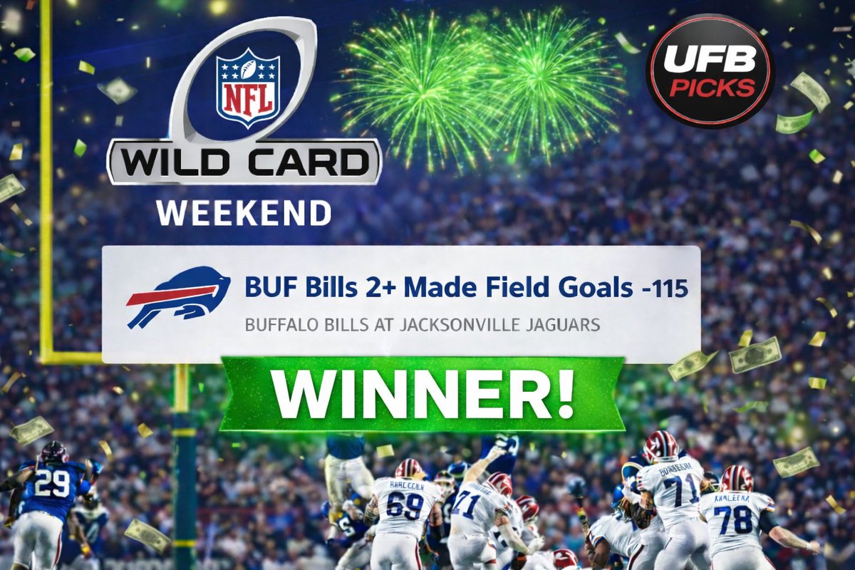 UFBPicks's tweet photo. 2+ Made Field Goals Cashes $$
🏈
#WildCardWeekend #NFLPlayoffs #SportsBetting #UFBPicks https://t.co/oTQxK5OT7K