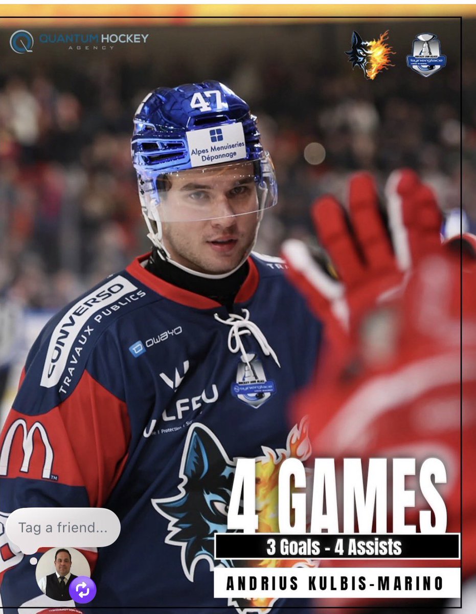 Unbelievable start to his career in <a href="/LigueMagnus/">Synerglace Ligue Magnus</a> for <a href="/bruleursdeloups/">Brûleurs De Loups</a> congrats <a href="/andrius____/">Andrius Kulbis-Marino</a>  <a href="/quantum_hockey/">Quantum Hockey Agency</a> 🚨🥅🍎