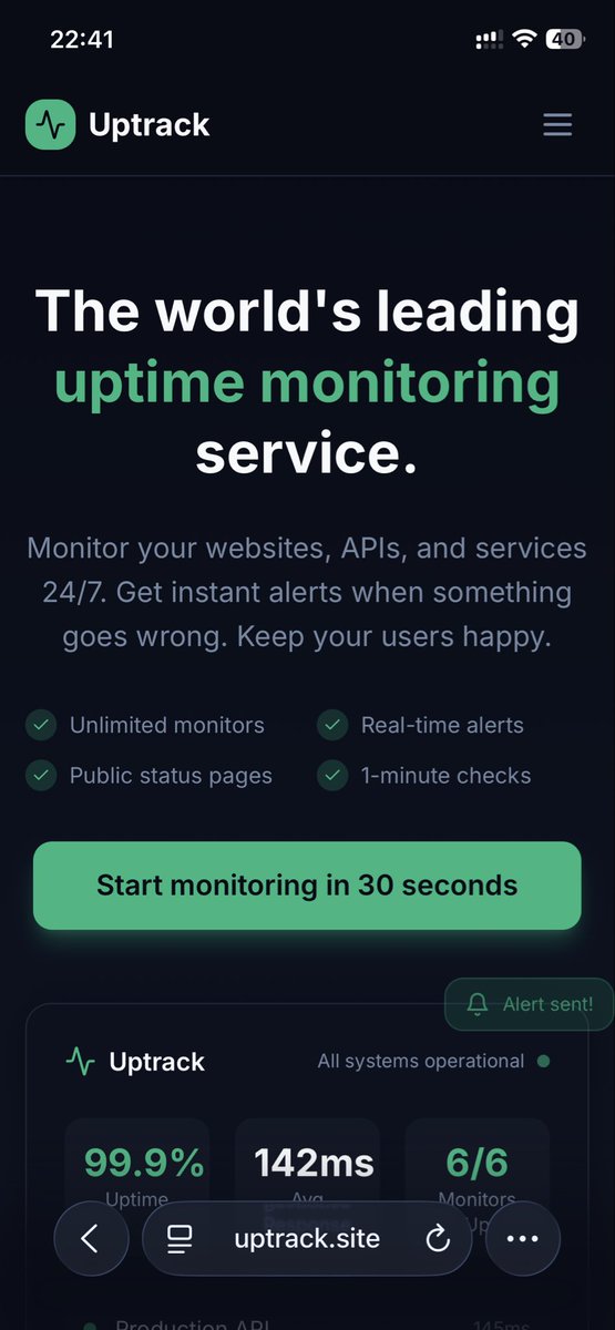 HamzaNachite's tweet photo. https://t.co/rLxaAv0qrS — World's top uptime monitoring tool! 🌐  
Monitor sites, APIs &amp; services 24/7. Instant alerts, unlimited monitors, public status pages.  
Free forever (premium coming soon). Setup in 30s!  

👉 https://t.co/R5Hk9TVDzK

#Uptime #DevOps #WebMonitoring https://t.co/aVHWJtjhv7