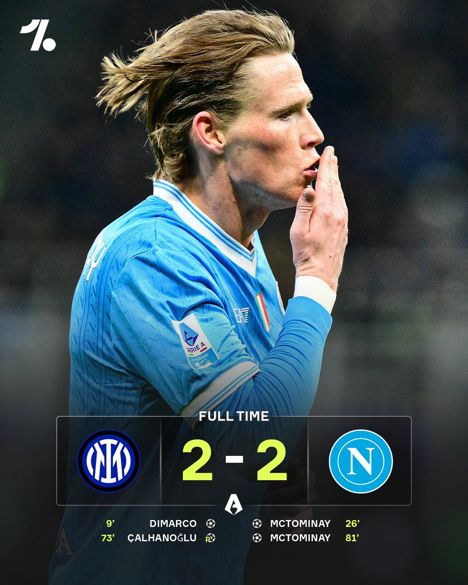 OneFootball's tweet image. Scott McTominay hits a brace as Napoli draw Inter at San Siro 😎🩵