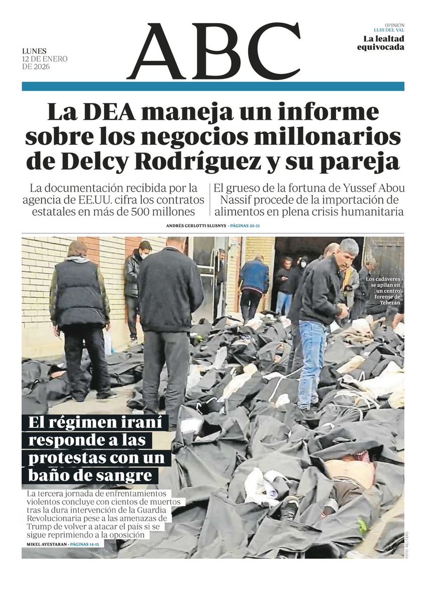 criaturina's tweet image. La portada de ABC mañana:

🇻🇪‼️‼️ La DEA maneja un informe sobre los negocios millonarios de Delcy Rodríguez y su novio: superan los 500 millones en contratos estatales

La fortuna del novio proviene de la importación de alimentos en plena crisis humanitaria.