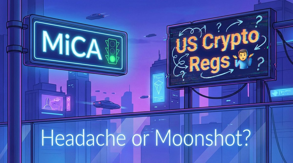 MiCA is rolling out in the EU with structure, while US crypto rules still  play musical chairs. Are altcoins ready for rocket fuel or just more  paperwork? Compliance: headache or moonshot? 🚀🤔 #