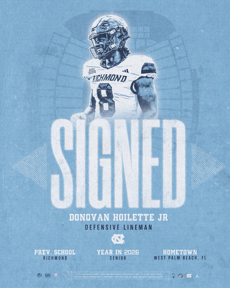 Welcome to Chapel Hill <a href="/D1kip/">Donovan Hoilette Jr</a>! 🐏

The Tar Heels have signed Defensive Lineman Donovan Hoilette Jr.