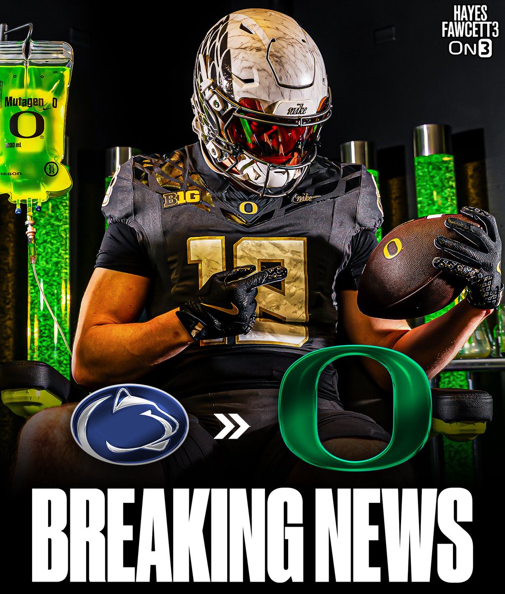 Hayesfawcett3's tweet image. BREAKING: Penn State true freshman transfer TE Andrew Olesh has Committed to Oregon, he tells @On3Sports

The 6’5 236 TE was ranked as a Five-Star Recruit in the 2025 On300 (No. 1 TE)

He’ll have 4 years of eligibility left 

on3.com/transfer-porta…