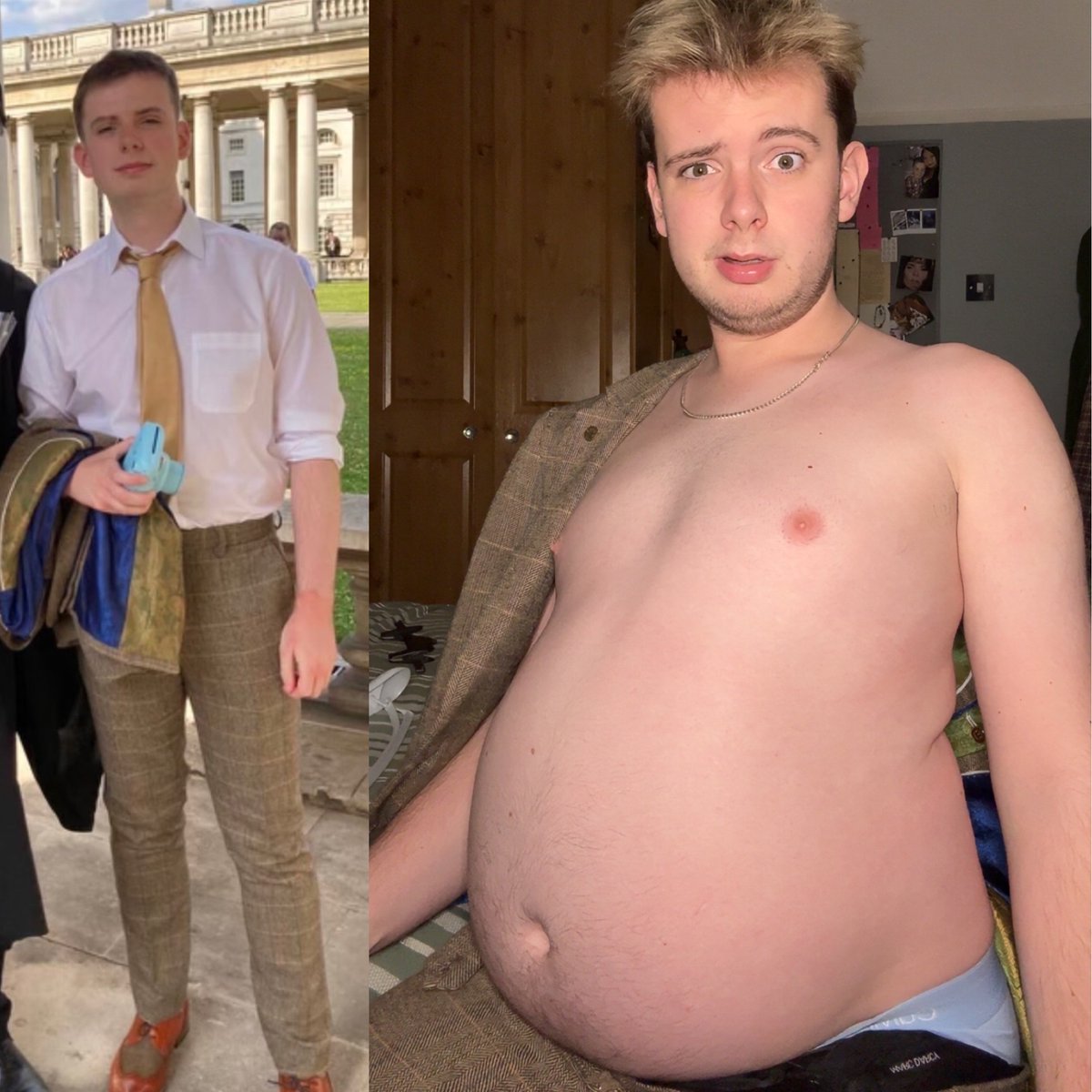 Hanselblimp's tweet image. From my undergrad graduation, can’t seem to fit in any of the clothes anymore…😏🐷