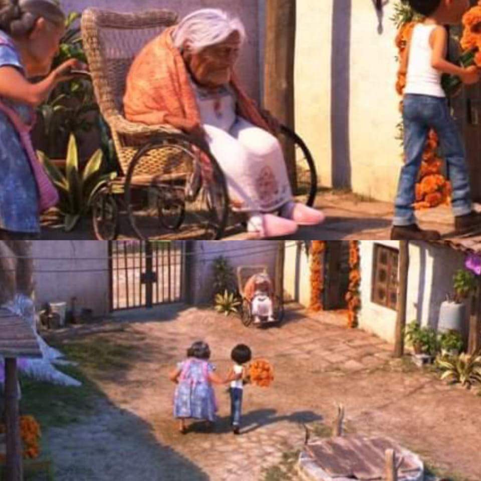 Como no iba a estar triste Mamá Coco siempre la dejaban en el sol