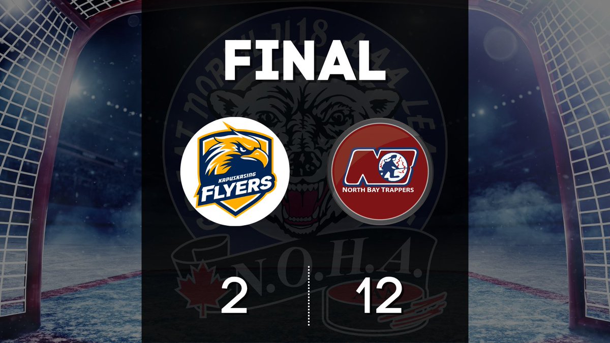 gnu18l's tweet image. Results from North Bay.

@U18AAATrappers DEF @KapFlyers. Final score: 12-2.

Full stats: gnu18l.org/stats/daily-sc…

#gnu18l #aaahockey #hockey #northbay #trappers #kapuskasing #flyers