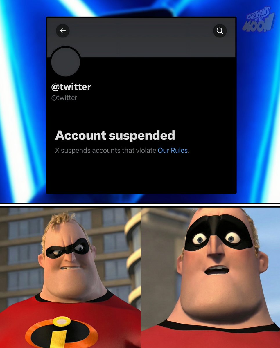 CartoonsOTMoon's tweet image. Twitter acaba de bloquear de Twitter a la cuenta de Twitter