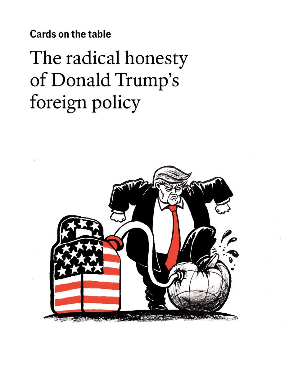 TheEconomist's tweet photo. The president has made it clear that he will use practically every means of leverage he has in pursuit of America’s naked self-interest. Such candour is cold comfort https://t.co/URlV1SfU2n

Illustration: David Simonds https://t.co/OvJMFaSiXf