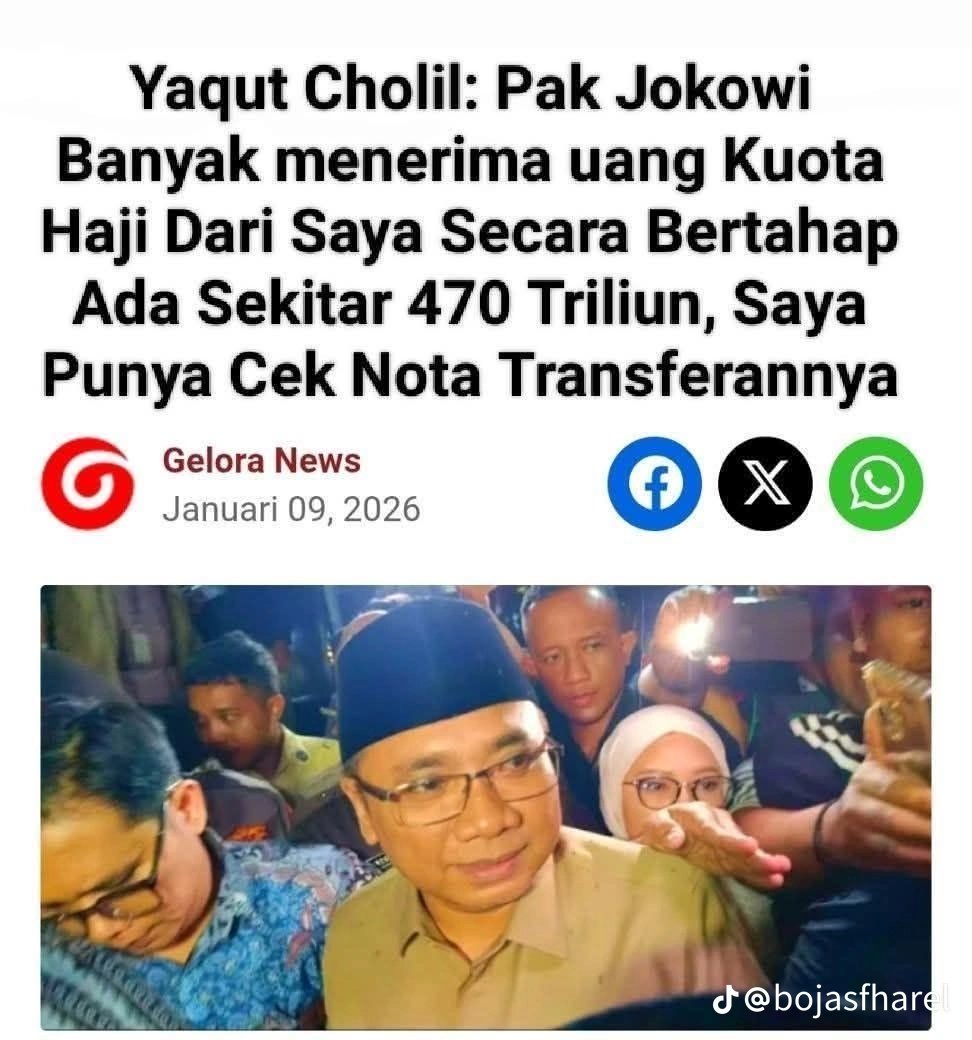 UJUNG UJUNGNYA NYANYI JUGA SI YAQUT CHOLIL BOSNYA TERMUL  DAPAT JATAH 470 TRILIUN. 
Hallo....KPK,