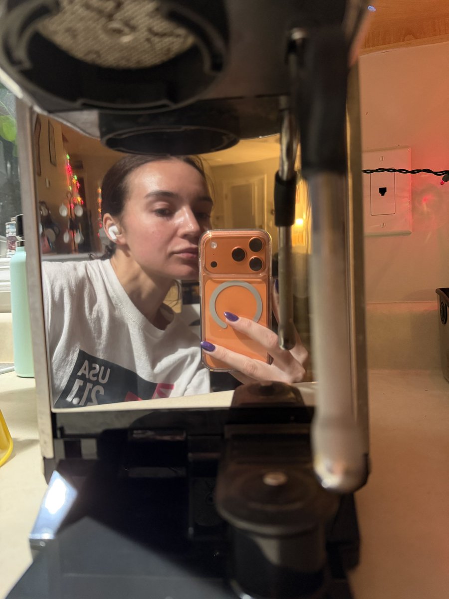 maizie_star's tweet photo. the problem with getting really high to clean the house is that now i am taking selfies in my espresso machine https://t.co/4zfq1GDtRU