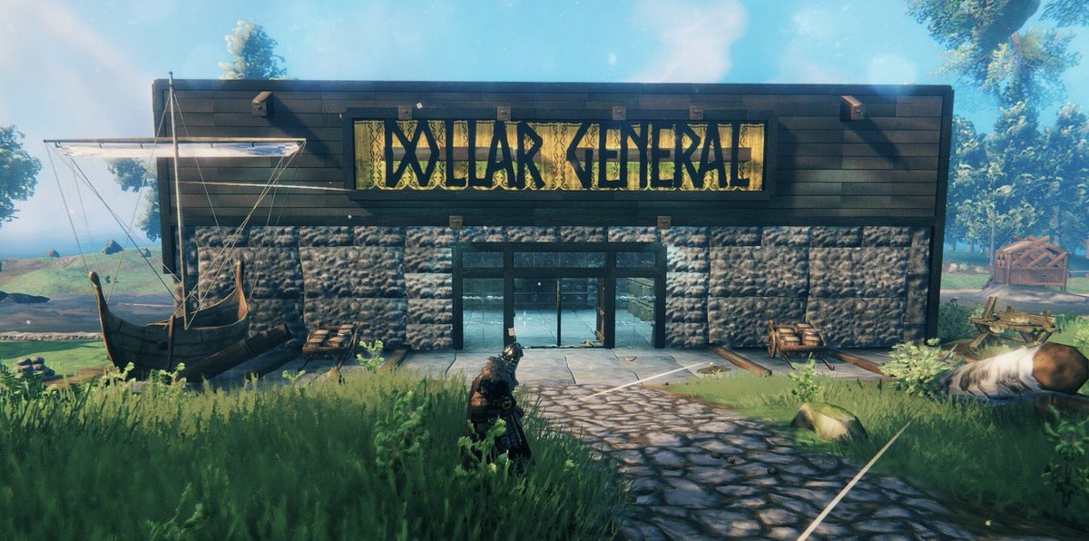 gregthesorcerer's tweet image. Pissing off my friends in valheim by building dollar generals