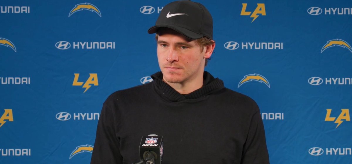 alexinsdorf99's tweet image. Chargers QB Justin Herbert on confidence in self to eventually get a playoff win: “Yeah, I don’t know. I haven’t figured it out yet.”

Says he’ll have to reevaluate.