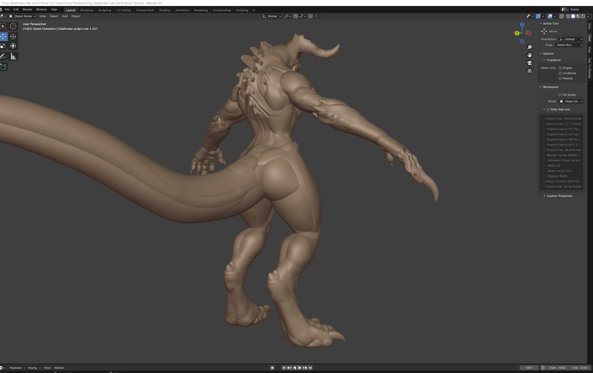 Still chipping away at the Deathclaw, was not happy with the old legs so I've redone them a bit. I think the positioning and proportions are looking a bit better. Still framing things out before I start fully detailing. Which is kind of how rest of the character is going too.