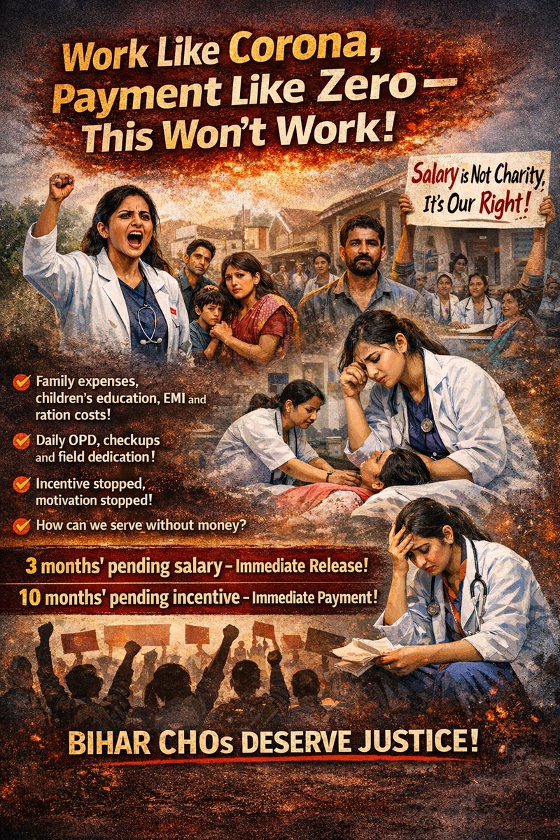 #Bihar_CHOs #HSC #HWC #PAY_SALARY #Ayushman_Arogya_Mandir #create_regular_cadre_for_Bihar_CHOs <a href="/PMOIndia/">PMO India</a>  <a href="/MoHFW_INDIA/">Ministry of Health</a> <a href="/A_ArogyaMandir/">Ayushman Arogya Mandir - Arogyam Paramam Dhanam</a> <a href="/officecmbihar/">CMO Bihar</a> <a href="/NITIAayog/">NITI Aayog</a> <a href="/mangalpandeybjp/">Mangal Pandey</a> <a href="/yadavtejashwi/">Tejashwi Yadav</a> <a href="/priyankagandhi/">Priyanka Gandhi Vadra</a> <a href="/Live_Cities/">Live Cities</a> <a href="/SHSBihar/">State Health Society Bihar</a> <a href="/BiharHealthDept/">Bihar Health Dept</a> <a href="/News18Bihar/">News18 Bihar</a> <a href="/RahulGandhi/">Rahul Gandhi</a>