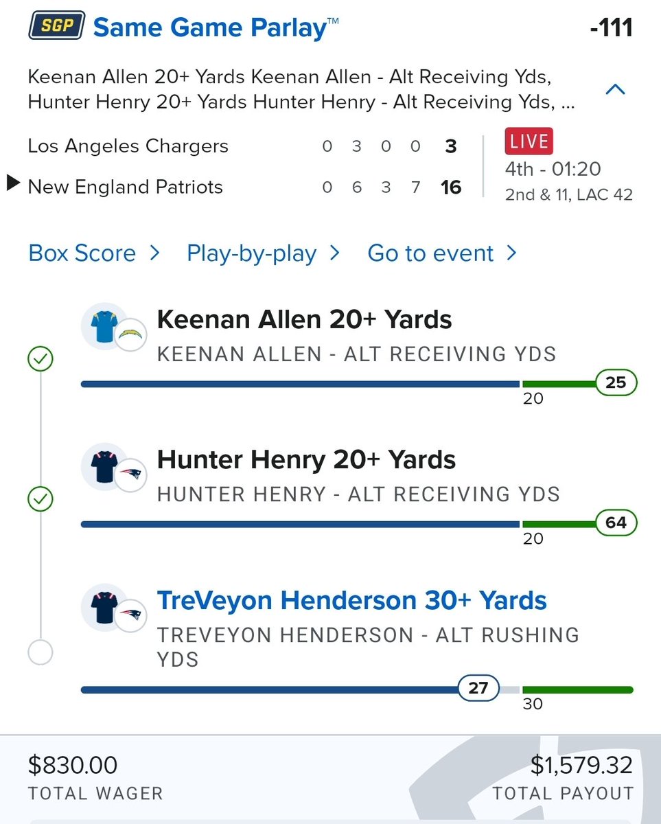 PhilintheBet's tweet photo. What a crappy way to end it all. 3 yards short. Script was in favor of Stevenson and way 3 negative rushes by Henderson were costly... This one stings https://t.co/dcVxFoQW5k