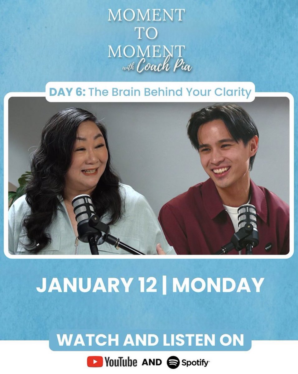 teamazralph's tweet image. Let's hear from Ralph de Leon on the topic The Brain Behind Your Clarity with Coach Pia Acevedo on both Youtube and Spotify!

🔗youtube.com/playlist?list=…
🔗open.spotify.com/show/2FLsBkbcD…

MOMENTtoMOMENT WITH RALPH
#RazzlesWatchingRDL
